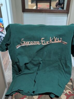Supreme Green T-Shirt with Pink Script Logo